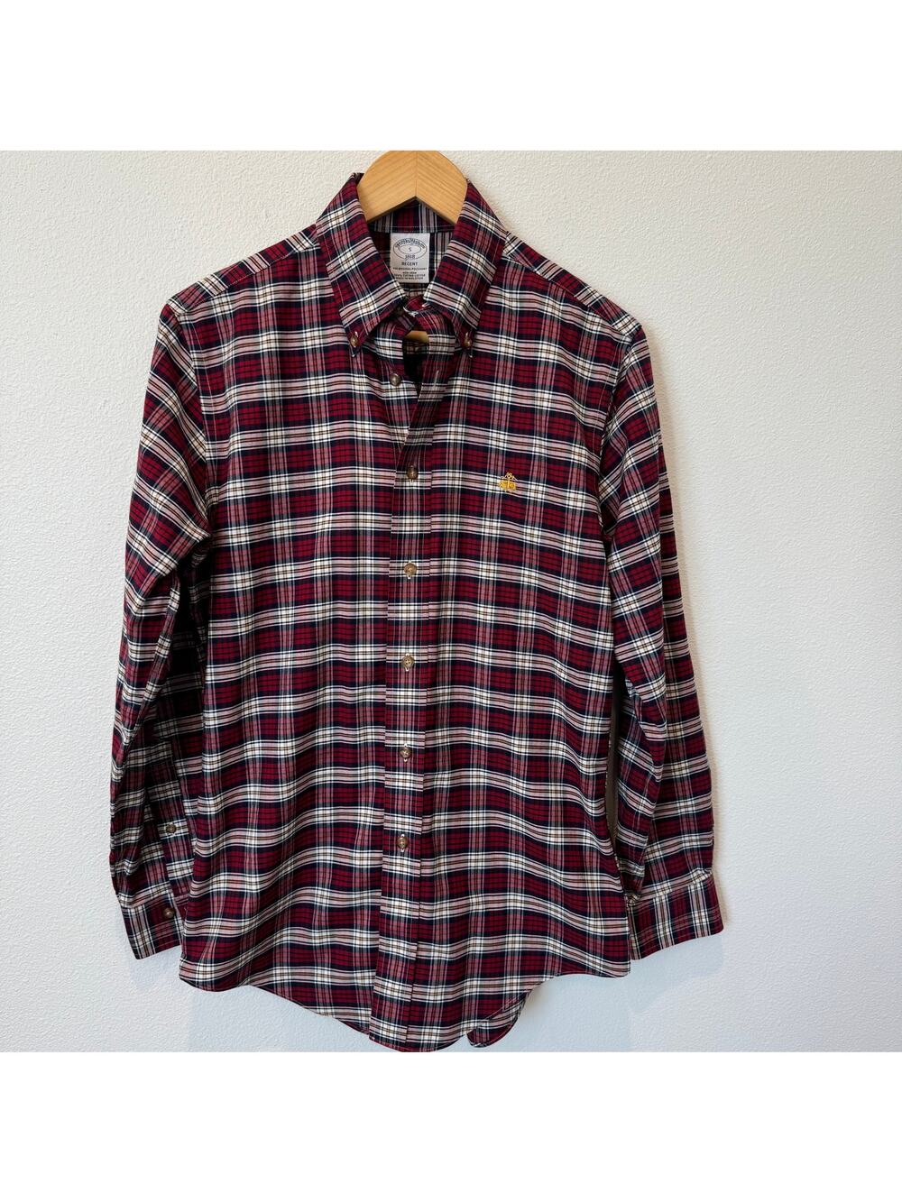 Brooks Brothers Men's Regent Red Plaid Button Down Top Supima Cotton Small